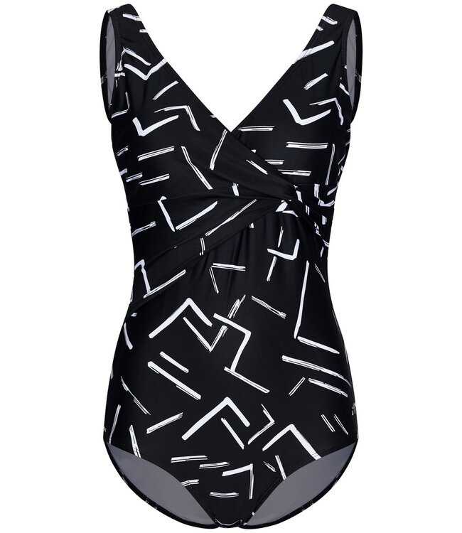 Pastunette Beach black soft cup swimming costume 'monochrome dashes'