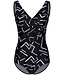 Pastunette Beach black soft cup swimming costume 'monochrome dashes'