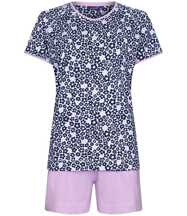 Rebelle ladies short sleeve cotton single jersey shorty set 'forever lilac flowers'