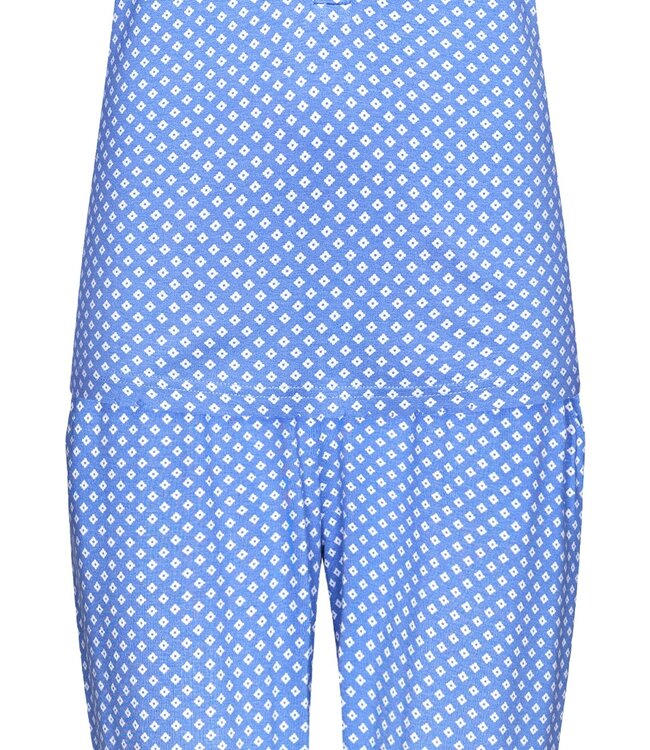 ladies short sleeve luxury blue 3/4 pyjama with buttons 'little white flowers'