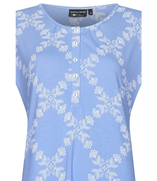 ladies short sleeve long cotton-modal luxury nightdress with buttons 'floral diamonds'