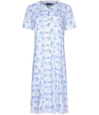 Pastunette ladies short sleeve organic cotton nightdress with buttons 'flowery petals'