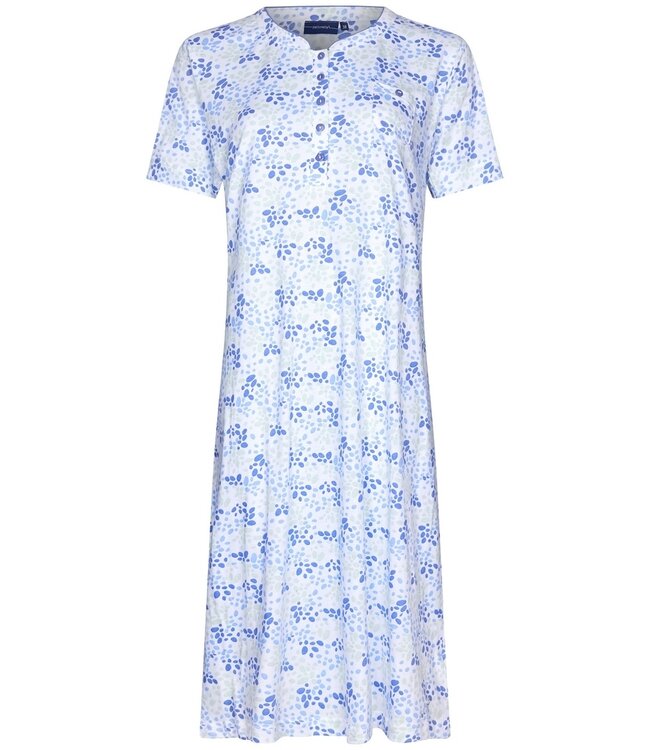 Pastunette ladies short sleeve organic cotton nightdress with buttons 'flowery petals'