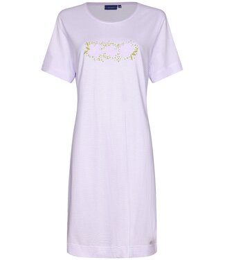 Pastunette ladies short sleeve cotton nightdress 'flowery lilac stripes'