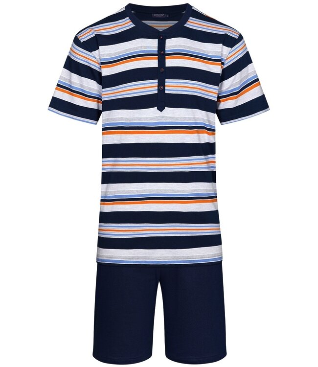 Pastunette for Men men's short sleeve stripey shorty set with buttons 'cool stripes'