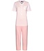 Pastunette gestreepte katoenen damespyjama met korte mouwen en knopen 'stripey pink'