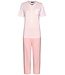 Pastunette ladies short sleeved striped cotton pyjama set with buttons 'stripey pink'