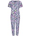 Rebelle dames pyjama van biologisch katoen met knoopjes, korte mouwen en capri broek 'hidden chic flower'