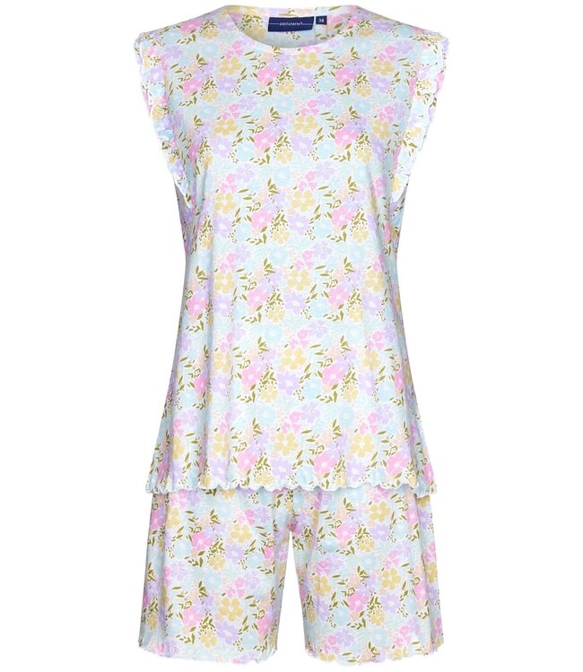 ladies sleeveless organic  cotton shorty set 'blossoms yellow'