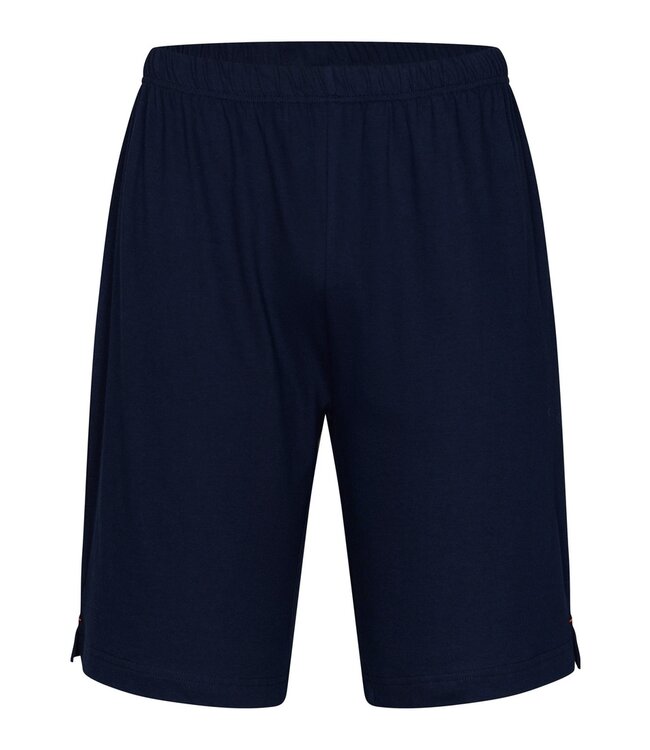 mens short sleeve cotton-modal dark blue 'v' neck shorty set 'symmetrical shapes'