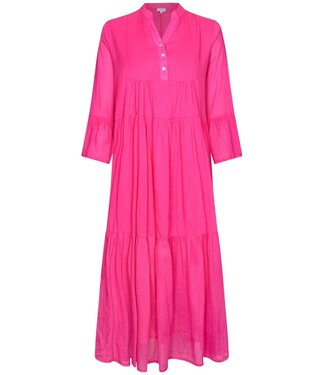 Pastunette Beach ladies extra long rose pink beach dress cover up with flared sleeves 'sunny day frills'