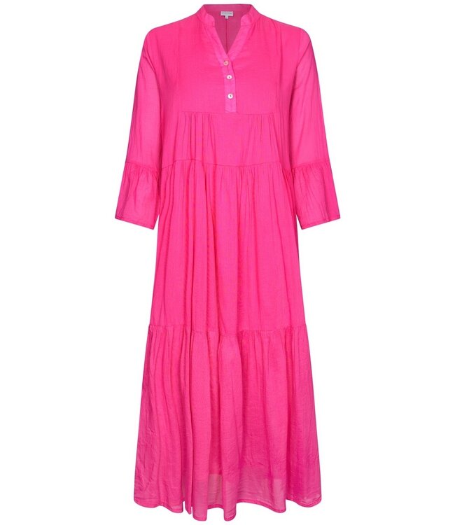 Pastunette Beach ladies extra long rose pink beach dress cover up with flared sleeves 'sunny day frills'