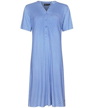 Pastunette Deluxe ladies short sleeve luxury blue nightdress with buttons 'little white flowers'