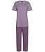 ladies short sleeve cotton-modal 3/4 pyjama set with buttons 'semi circle dots'