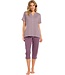 ladies short sleeve cotton-modal 3/4 pyjama set with buttons 'semi circle dots'
