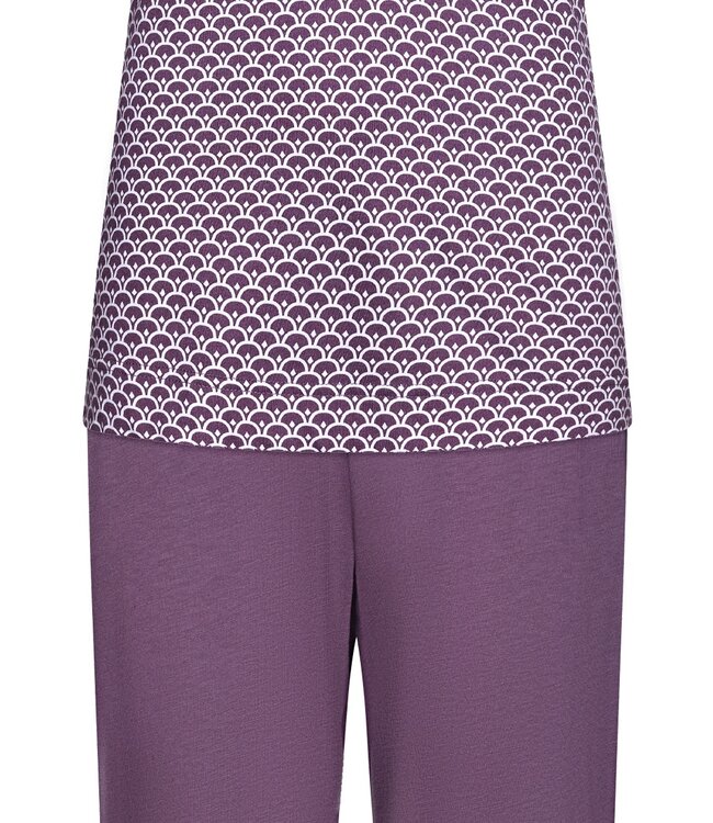 ladies short sleeve cotton-modal 3/4 pyjama set with buttons 'semi circle dots'