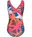 light red soft cup 'v' neck floral swimsuit 'paradise beach'