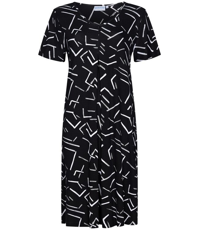 black short sleeve 'v' neck beachdress 'monochrome dashes'