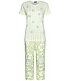 Rebelle dames pyjama van biologisch katoen met korte mouwen en 3/4e capri broek 'fabulous fresh flower'