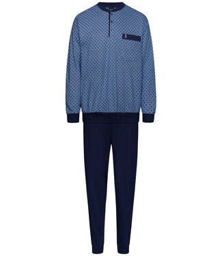 Robson men's long sleeve cotton single jersey pyjama set with buttons 'diamond sqaures'