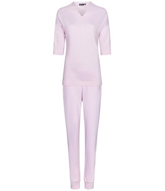 Pastunette Deluxe ladies 'v' neck  3/4 sleeve pyjama with cuffs 'pretty pink zig zags'