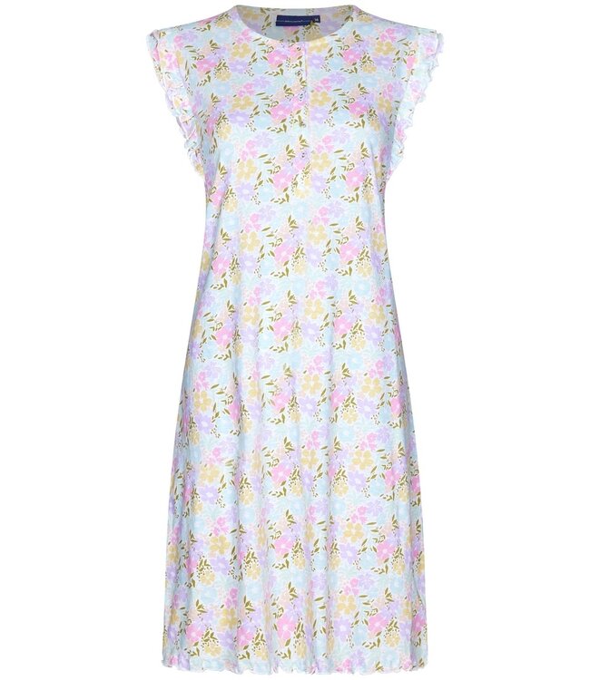 Pastunette ladies sleeveless organic cotton nightdress with buttons 'blossoms yellow'