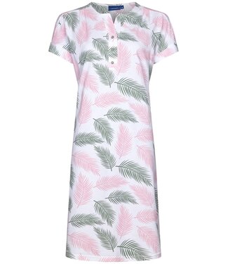 Pastunette katoenen dames nachthemd met korte mouwen en knoopjes 'outdoor life pink'