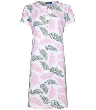 Pastunette ladies short sleeve cotton nightdress with buttons 'outdoor life pink'