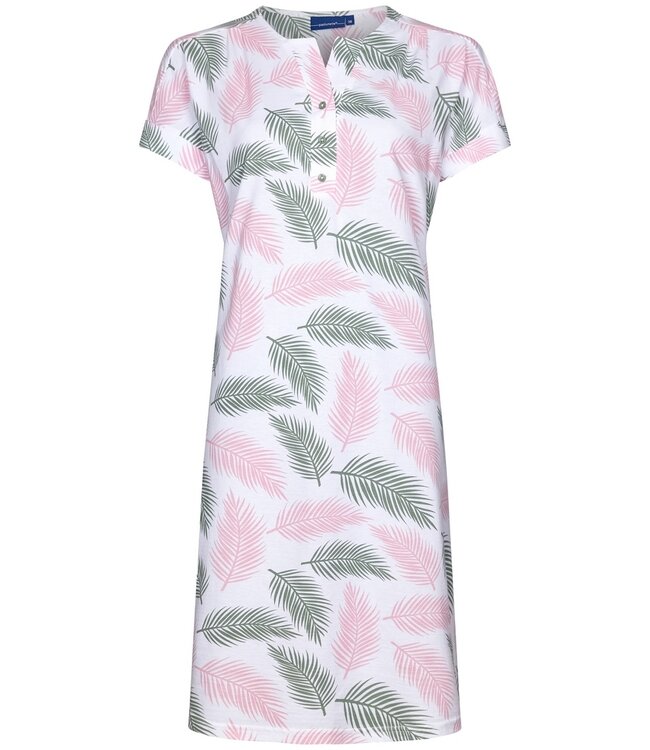 Pastunette ladies short sleeve cotton nightdress with buttons 'outdoor life pink'