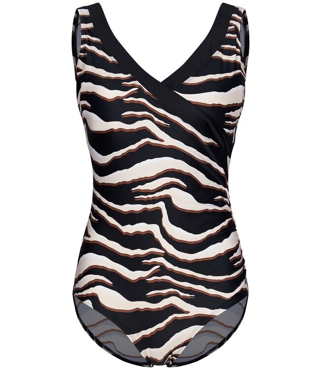 zwart, soft cup, damesbadpak 'beach safari'