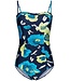 blauw damesbadpak met soft cups, bloemenprint en verstelbare en afneembare bandjes 'floral blue blooms'