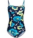 Pastunette Beach blue soft cup swimsuit with adjustable straps 'floral blue blooms'