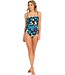 blauw damesbadpak met soft cups, bloemenprint en verstelbare en afneembare bandjes 'floral blue blooms'