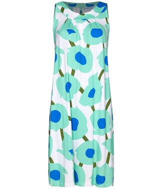 Pastunette Beach ladies sleeveless beach dress with flattering front 'beach blue blooms'