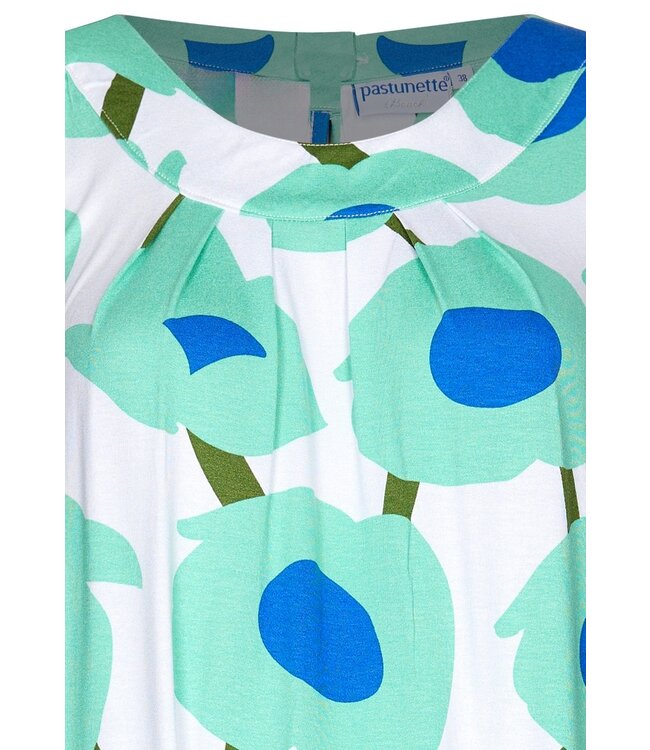 ladies sleeveless beach dress with flattering front 'beach blue blooms'