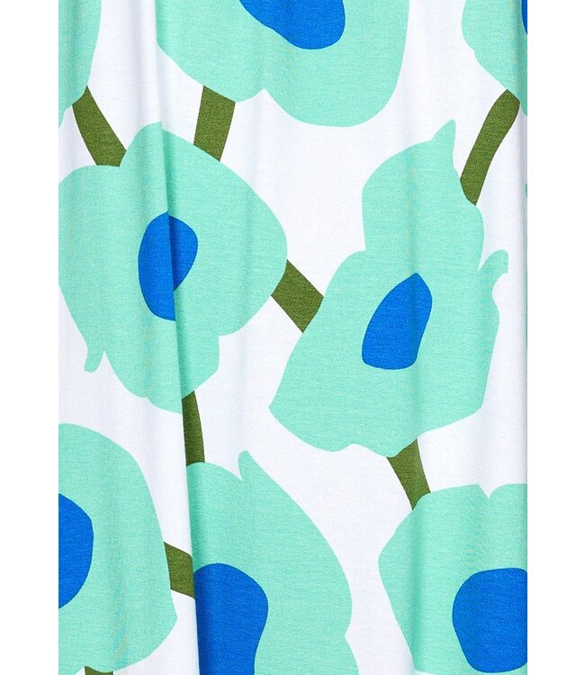 ladies sleeveless beach dress with flattering front 'beach blue blooms'