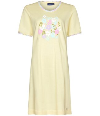 Pastunette ladies short sleeve organic cotton nightdress 'blossoms yellow'