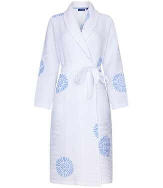 Pastunette ladies waffle-style summer morninggown with shawlcollar 'abstract daisy flower'