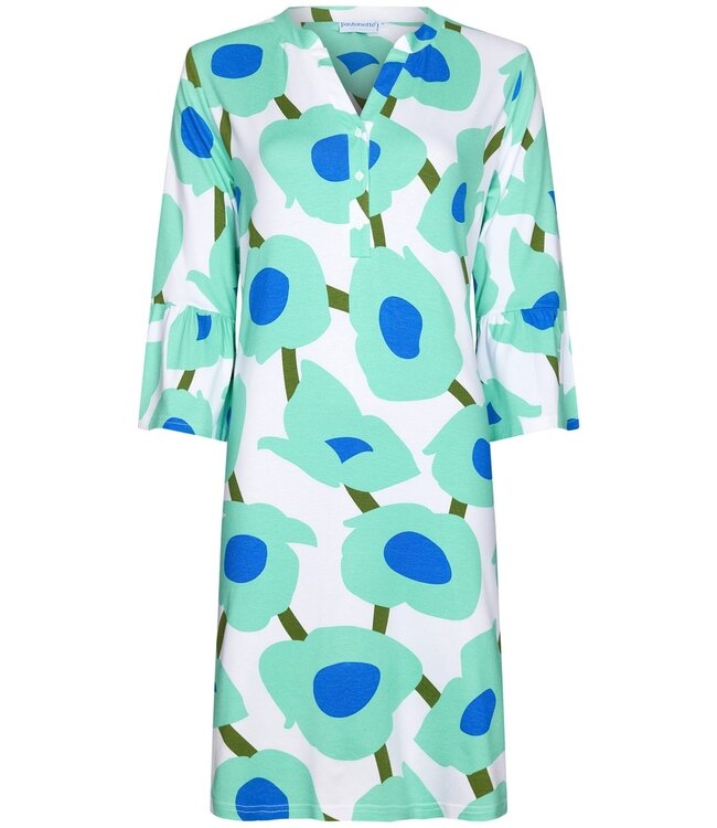 Pastunette Beach dames strand shirt/jurk met wijd uitlopende mouwen 'beach blue blooms'