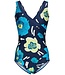 Pastunette Beach blue soft cup floral swimsuit 'floral blue blooms'