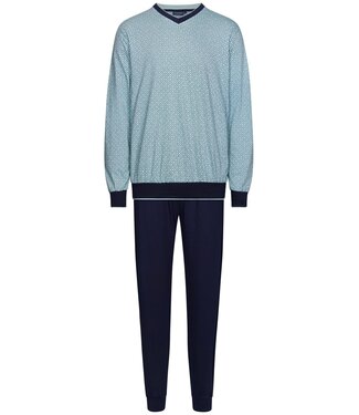 Pastunette for Men mens long sleeve 'v' neck cotton pyjama set with cuffs 'dotted links'