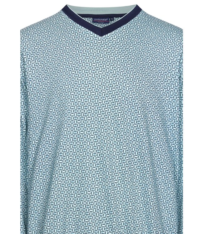 mens long sleeve 'v' neck cotton pyjama set with cuffs 'dotted links'