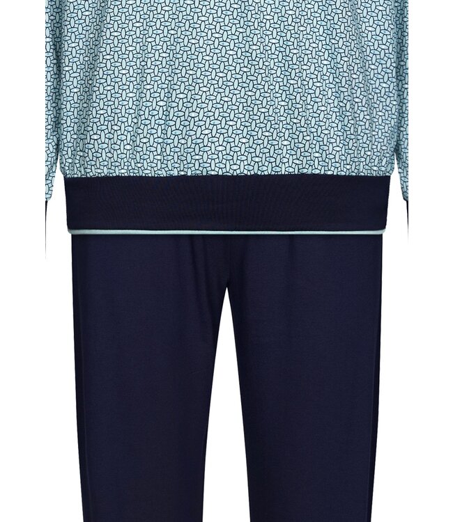 mens long sleeve 'v' neck cotton pyjama set with cuffs 'dotted links'