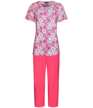 Pastunette ladies short sleeve cotton pyjama with buttons 'floral moments'