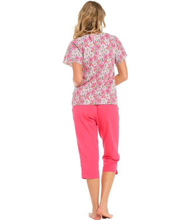 ladies short sleeve cotton pyjama with buttons 'floral moments'