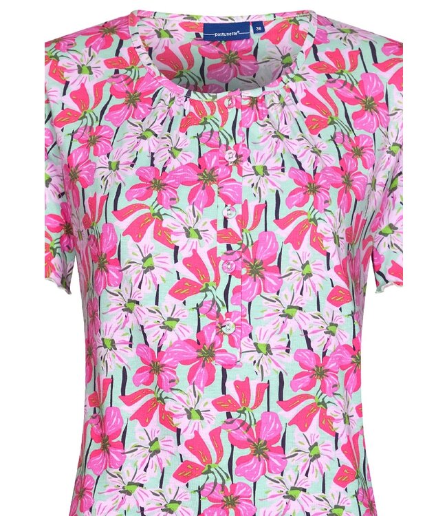ladies short sleeve cotton pyjama with buttons 'floral moments'