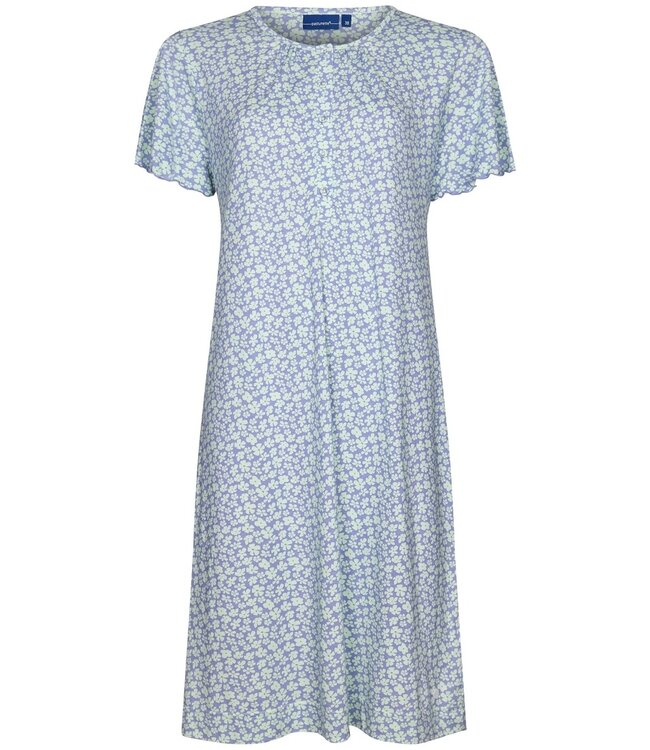 Pastunette dames nachthemd met korte mouwen en knoopjes 'flowery blue'