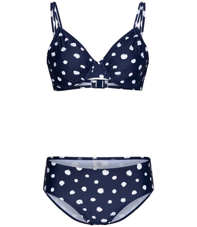 Pastunette Beach dark blue underwire bikini set with adjustable straps 'dotty chic'