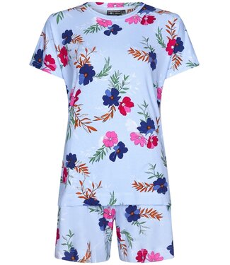 Pastunette Deluxe ladies luxury short sleeve viscose-mix shorty set 'pretty garden flowers'