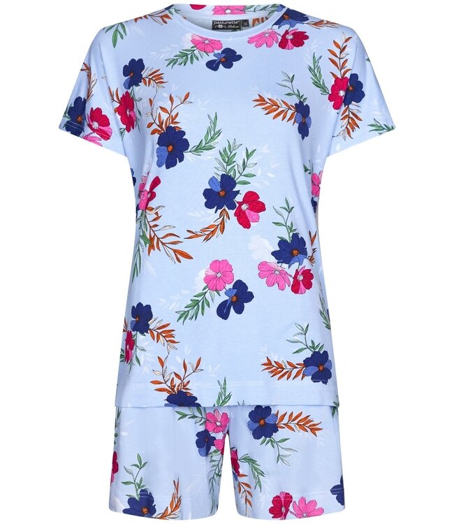 Pastunette Deluxe ladies luxury short sleeve viscose-mix shorty set 'pretty garden flowers'